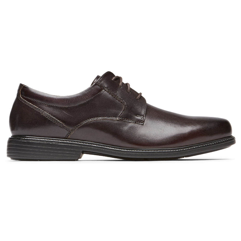 Rockport Singapore Mens Oxfords - Charles Road Plain Toe Dark Brown - NV9416532